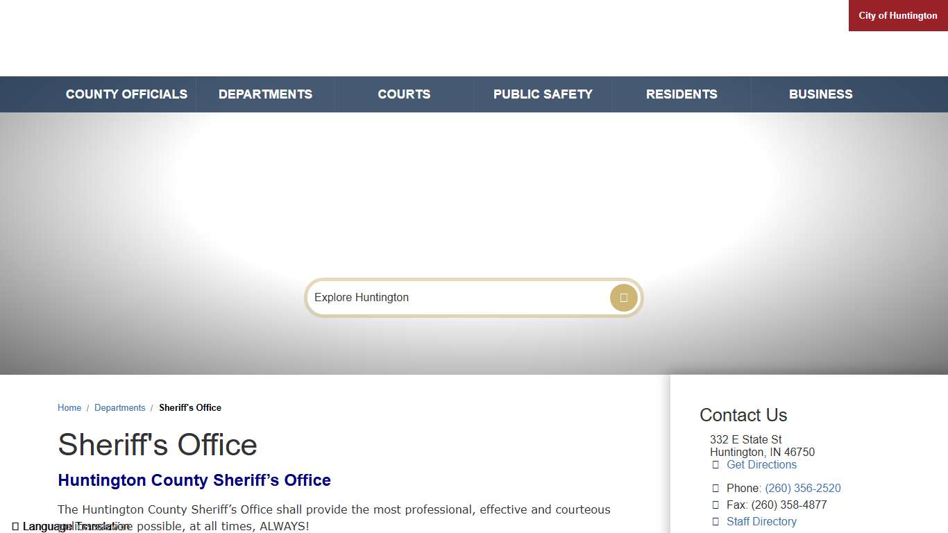 Sheriff's Office / Huntington County, Indiana