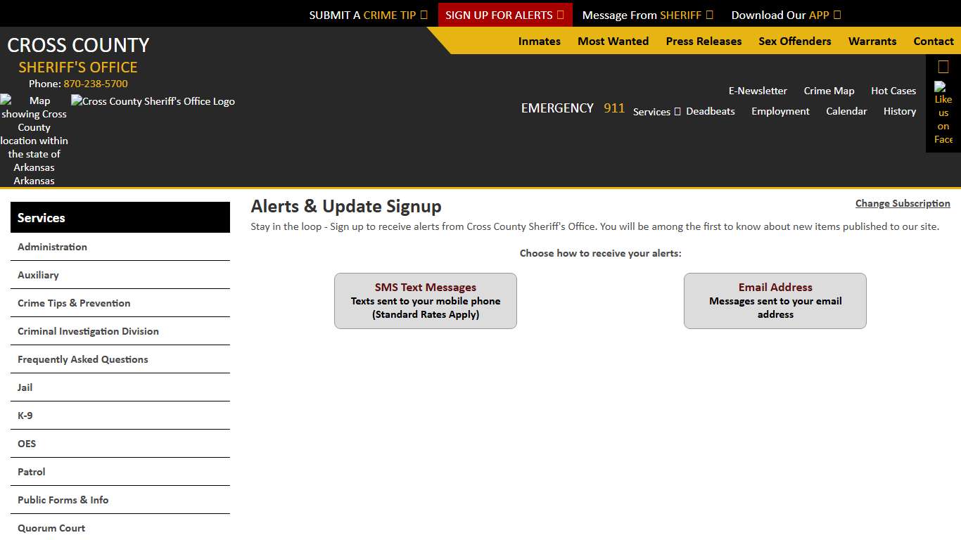 Alerts Signup - Cross County Sheriff AR
